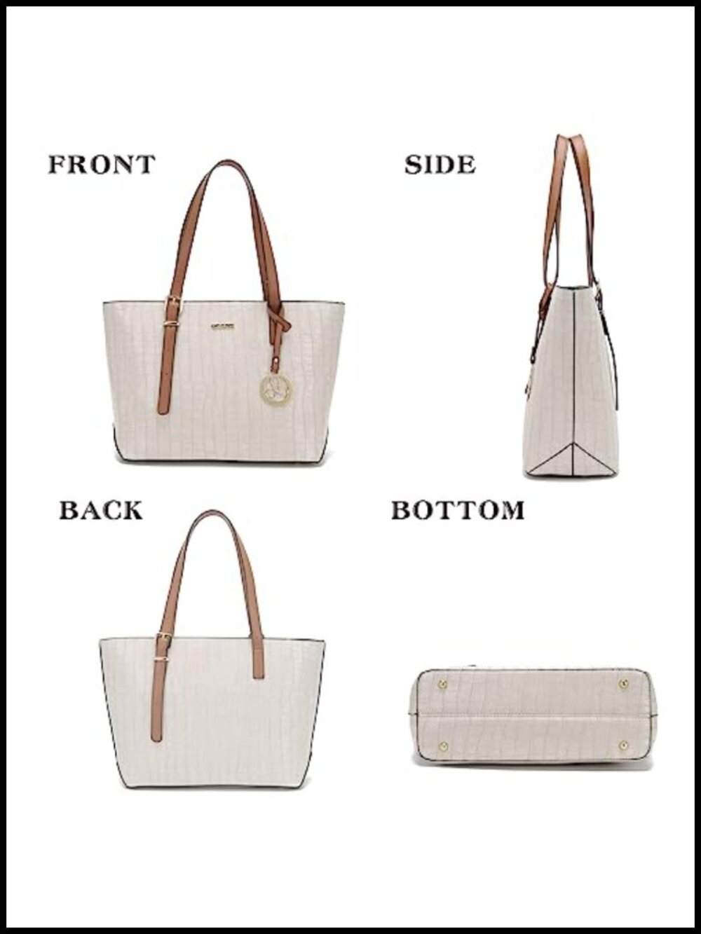 Women's Tote Satchel Handbag Set with Matching Wallet Faux Leather Gold - Picture 2 of 6